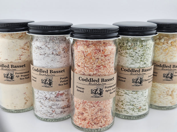 <h5>Coddled Basset: Infused Salts</h5>